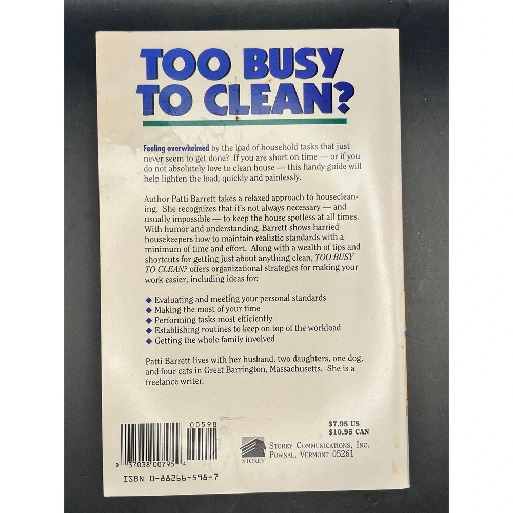 Too Busy To‎ Clean Over 500 Tips Techniques Make Cleaning Easier Book Barrett